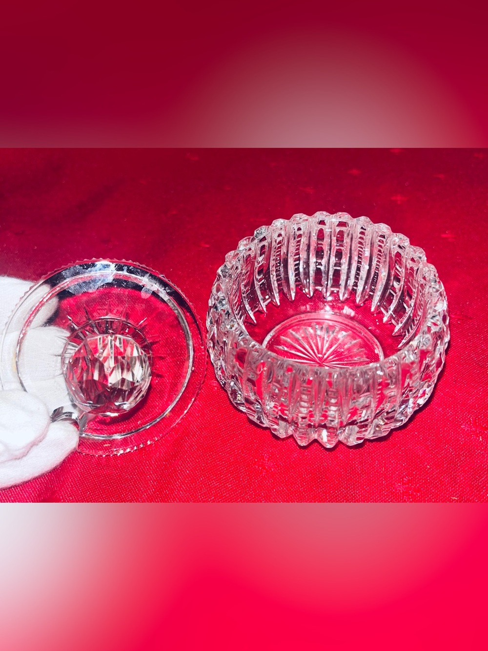 Vintage Germany Crystal Glass Lidded Trinket Jar - Clear - Picture 5 of 6